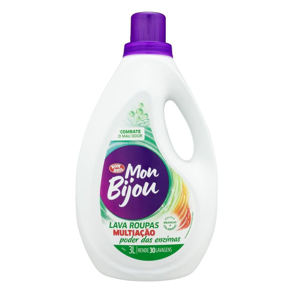 Sabão Líquido Multiação Mon Bijou Roupas Brancas e Coloridas Fresh 3L