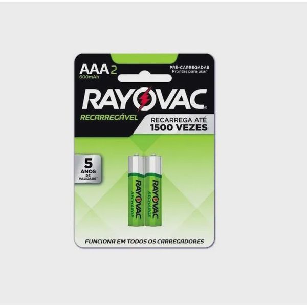 Pilha Recarregável Rayovac aaa Palilo 600mAh 2 pilhas