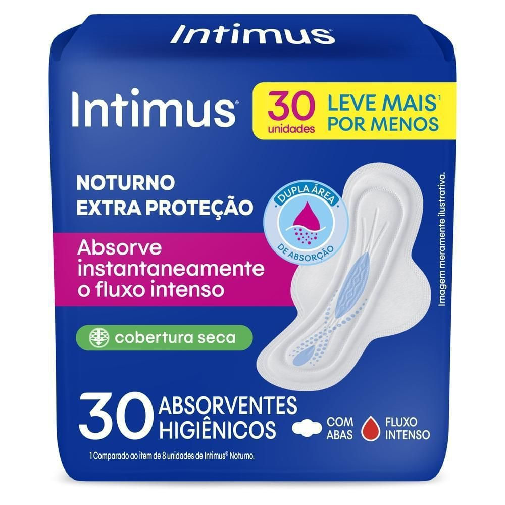 Absorvente Noturno Intimus Seca com Abas 30 Unidades