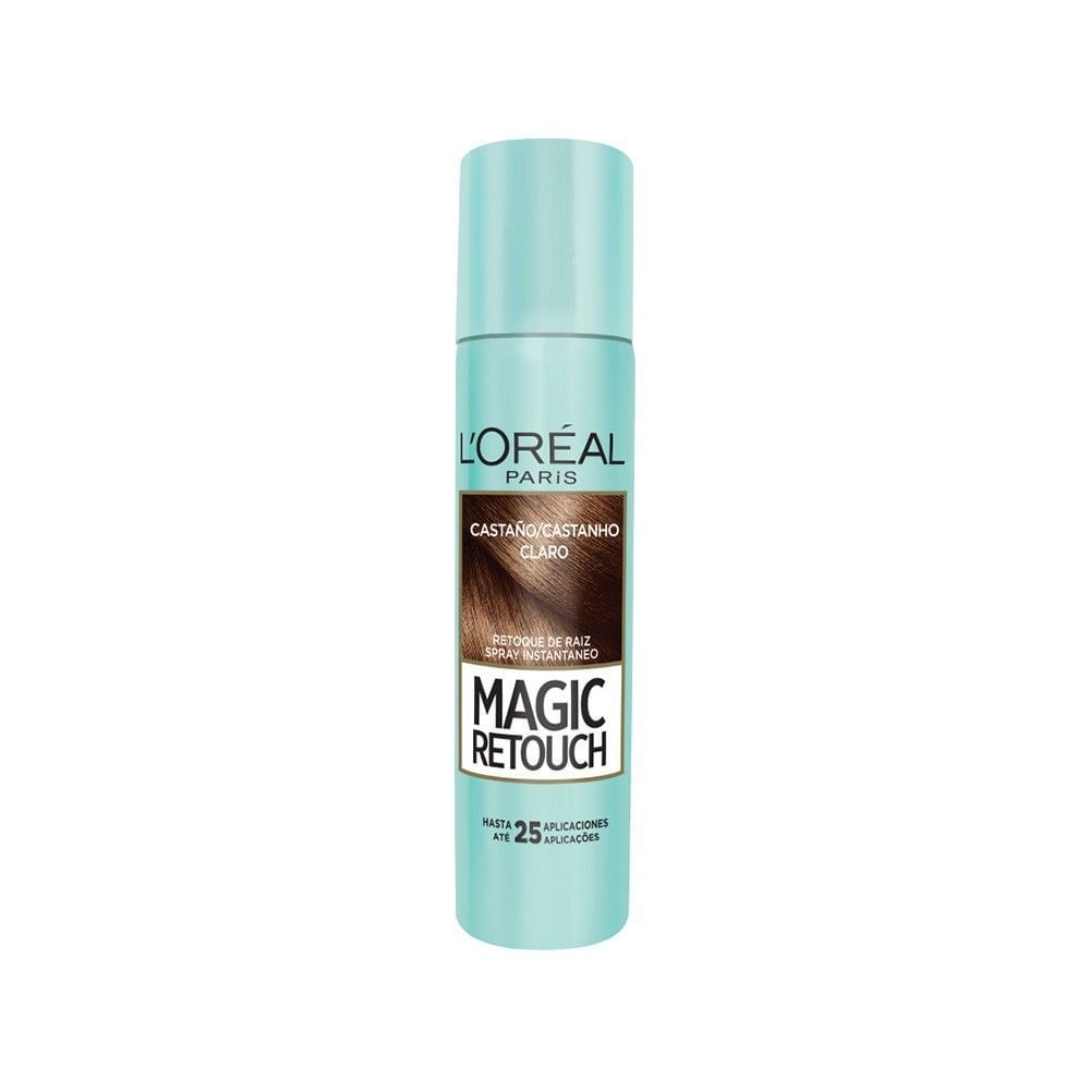 Spray Retoque de Raiz Castanho Claro 75ml L'Oréal Paris Magic Retouch Maquiagem Capilar Instantânea