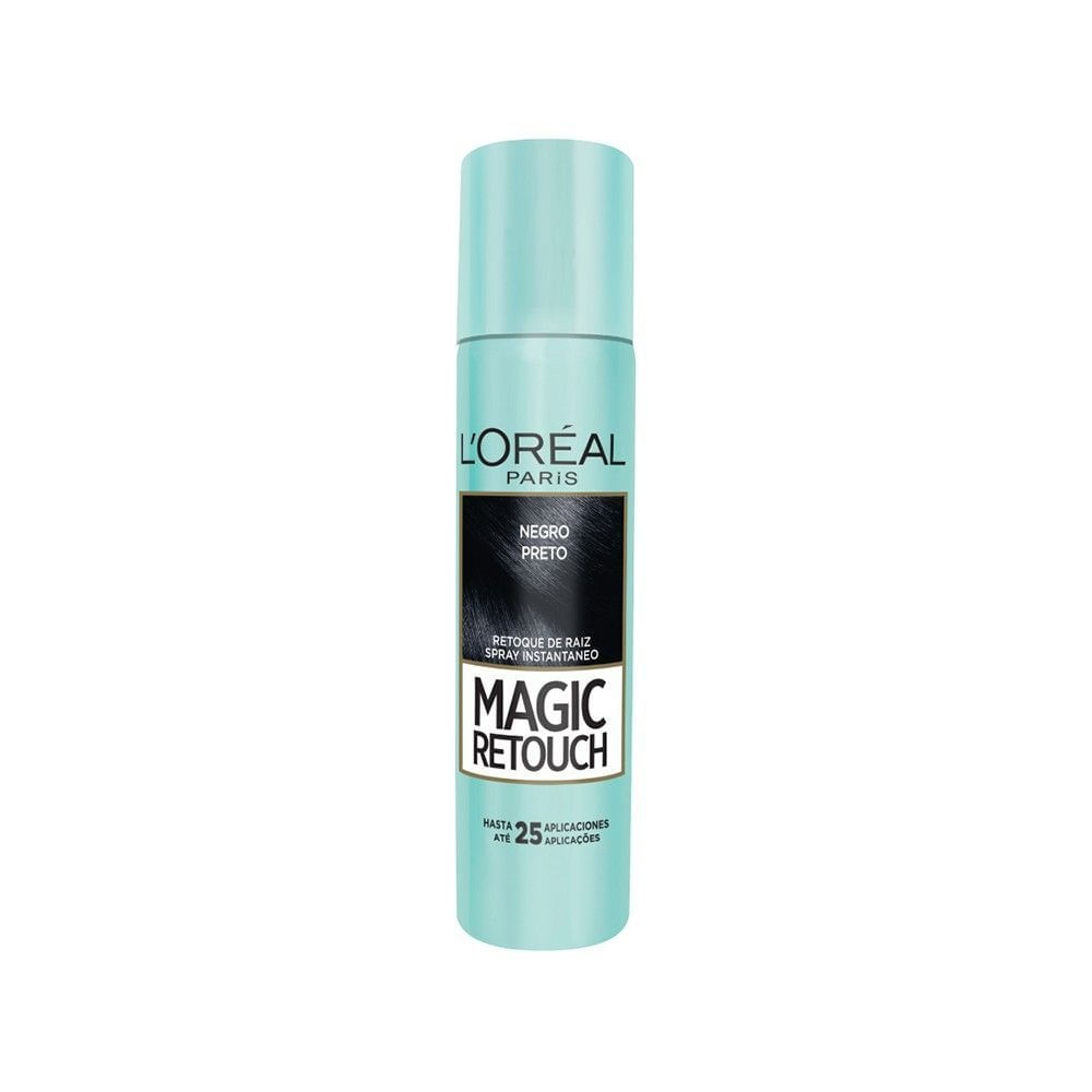 Spray Retoque de Raiz Preto 75ml L'Oréal Paris Magic Retouch Cobertura Instantânea Fios Brancos