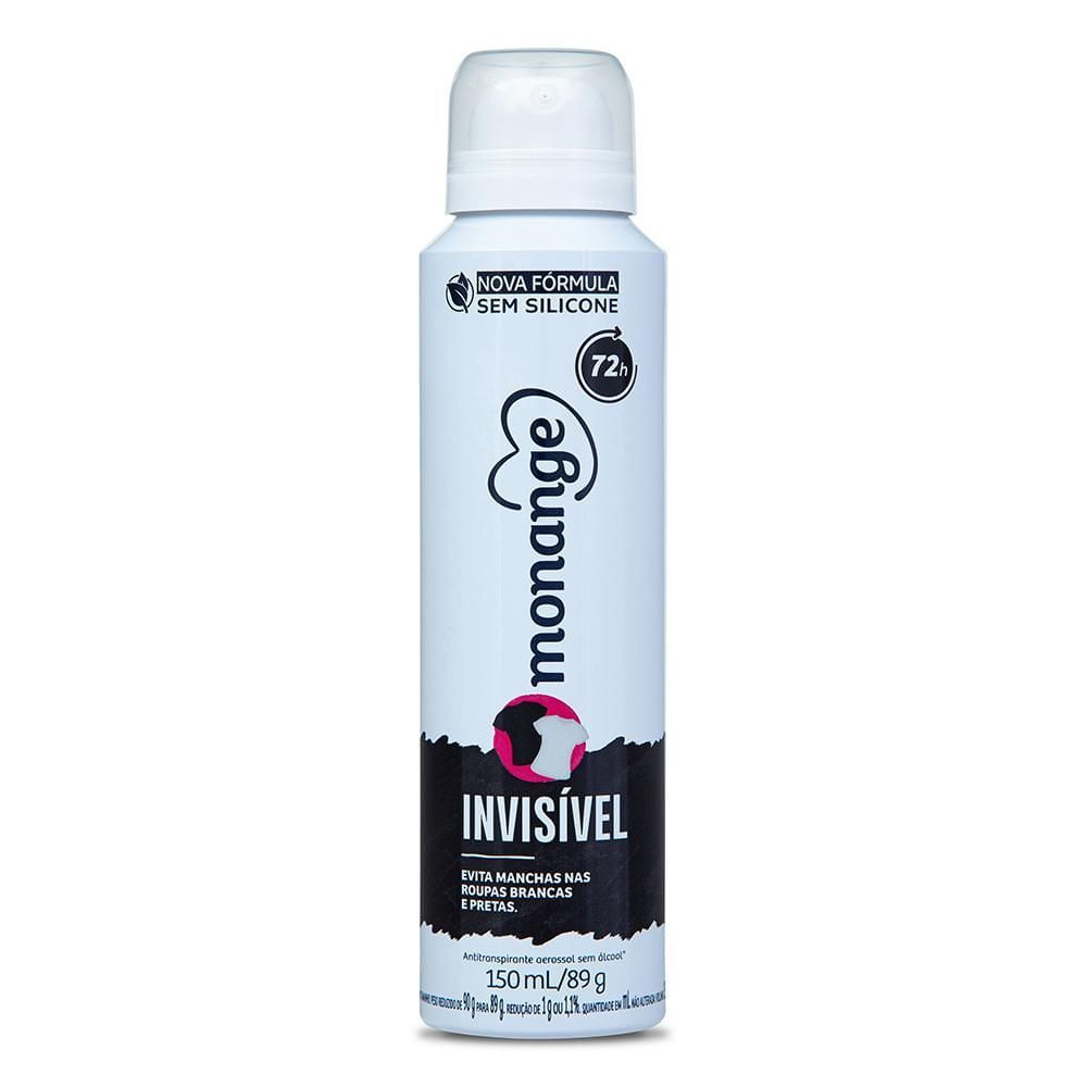 Desodorante Antitranspirante Aerossol Feminino Monange Invisível 150ml