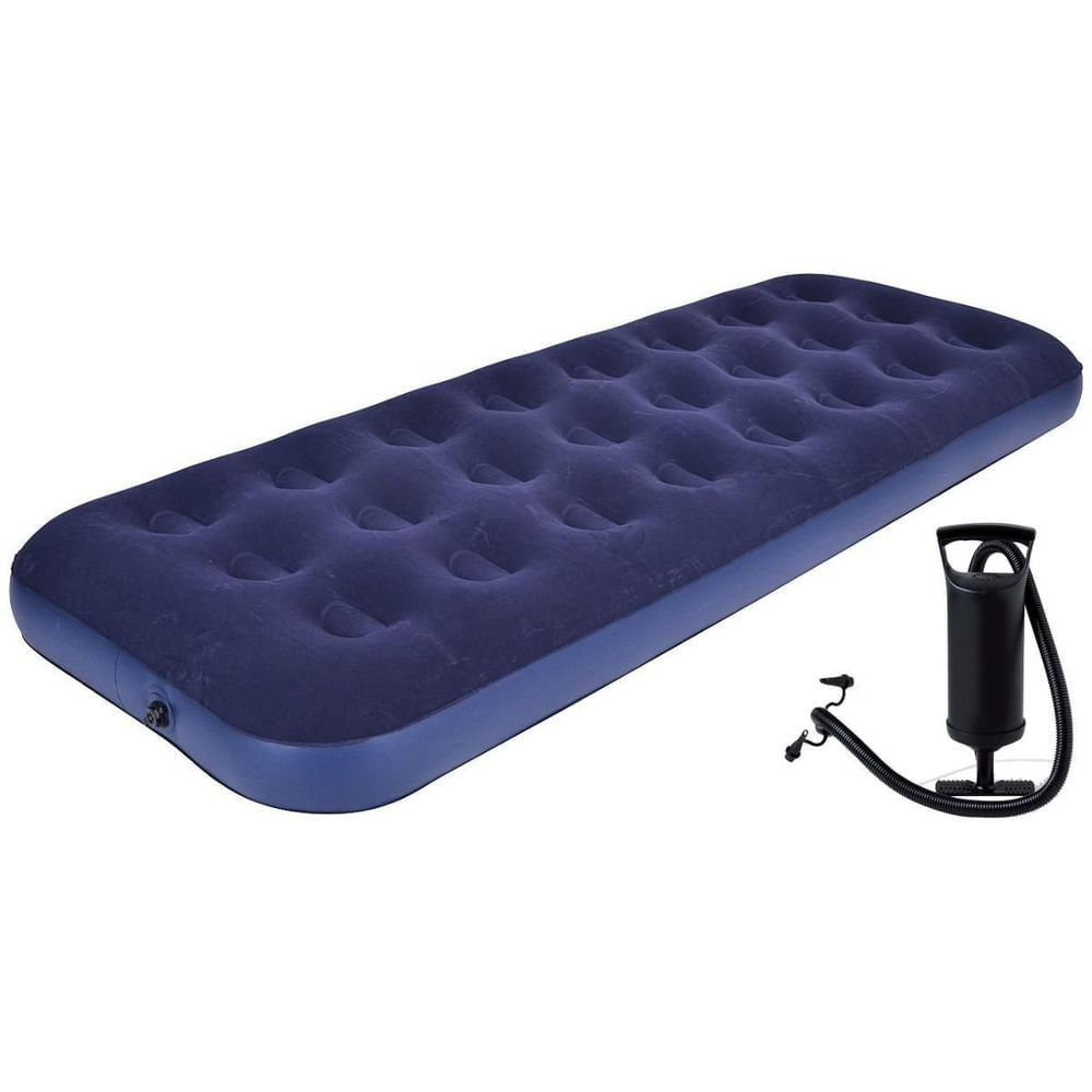 Colchão Inflável Solteiro Jilong 191x73x22cm com Bomba de Ar Azul PVC