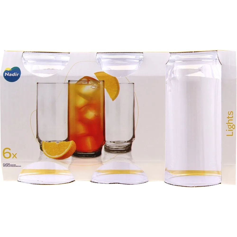 Jogo de Copos Vidro Cristalino Nadir Lights 300ml 6 Peças Transparente