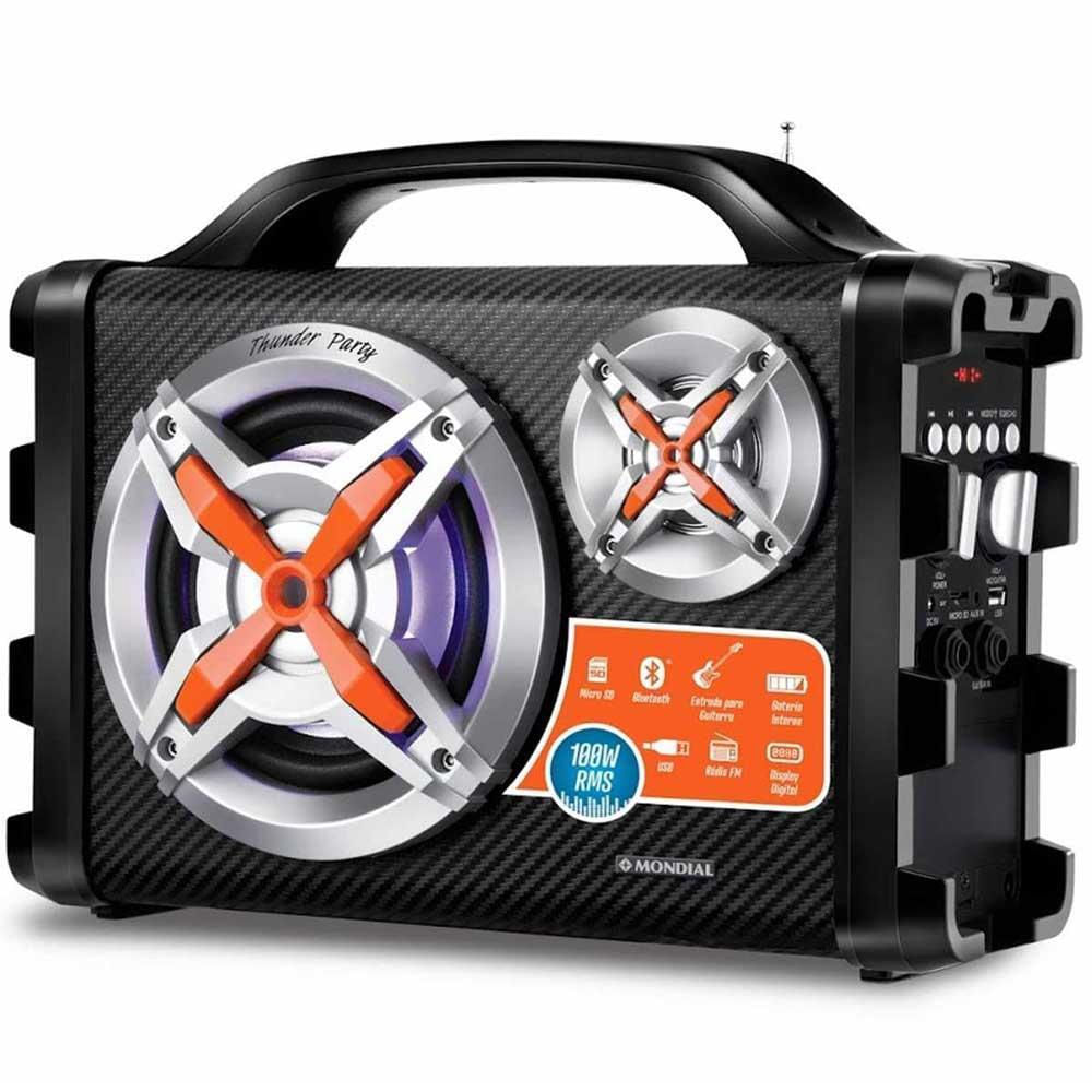 Caixa de Som Portátil Bluetooth Mondial MCO-14 100W Bivolt Preto