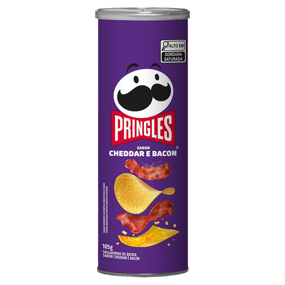 Batata Frita Cheddar e Bacon Pringles 105g Lata Crocante