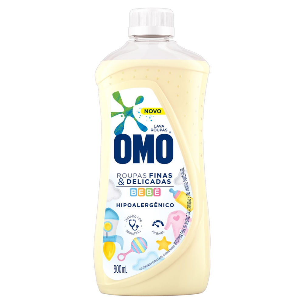 Sabão Líquido Roupas Finas e Delicadas Omo Bebê Hipoalergênico 900ml