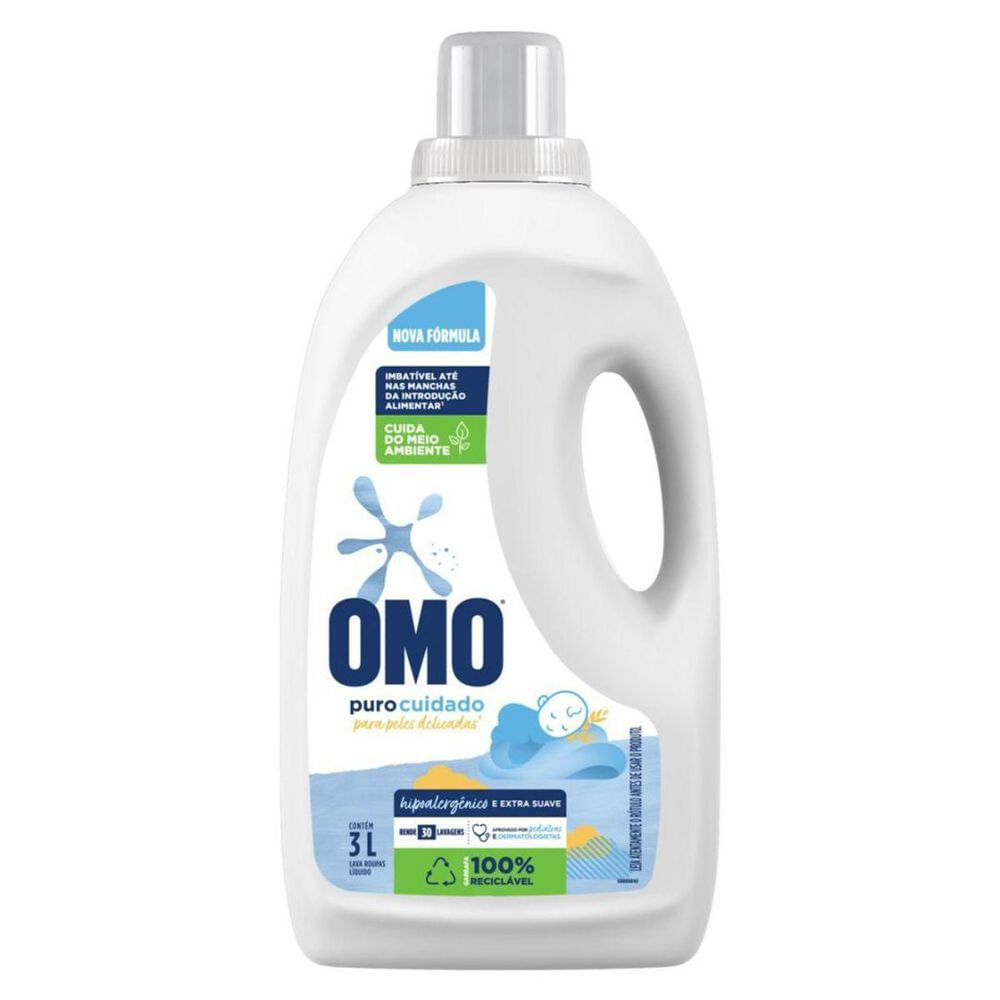 Sabão Líquido Hipoalergênico Omo Puro Cuidado Toque de Aveia 3L