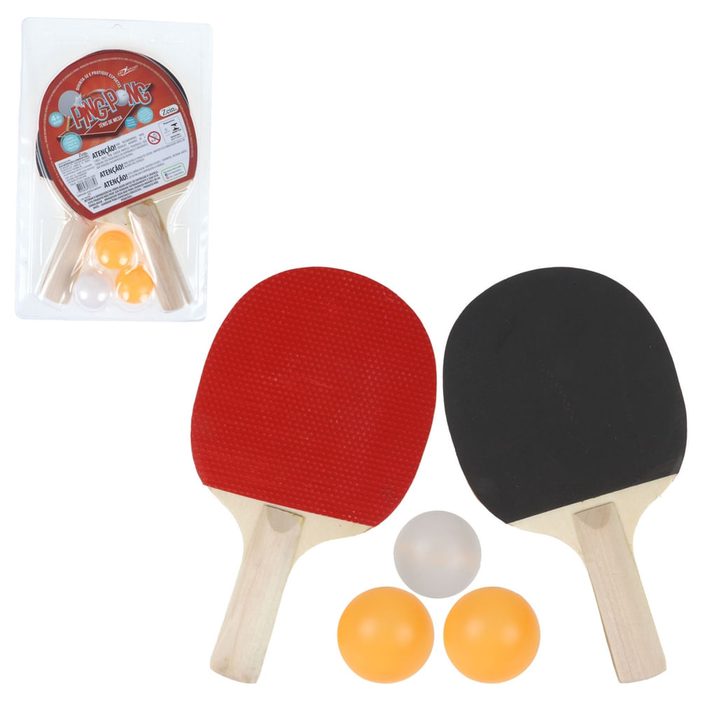 Kit de Tênis de Mesa Vollo com 2 Raquetes Rede e Bolas 40mm