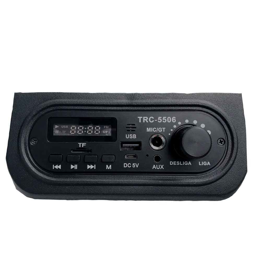 Caixa de Som Amplificada Bluetooth TRC 5506 60W com Microfone Preta