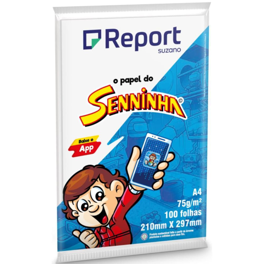 Papel Sulfite Senninha A4 100 Folhas Suzano 75g