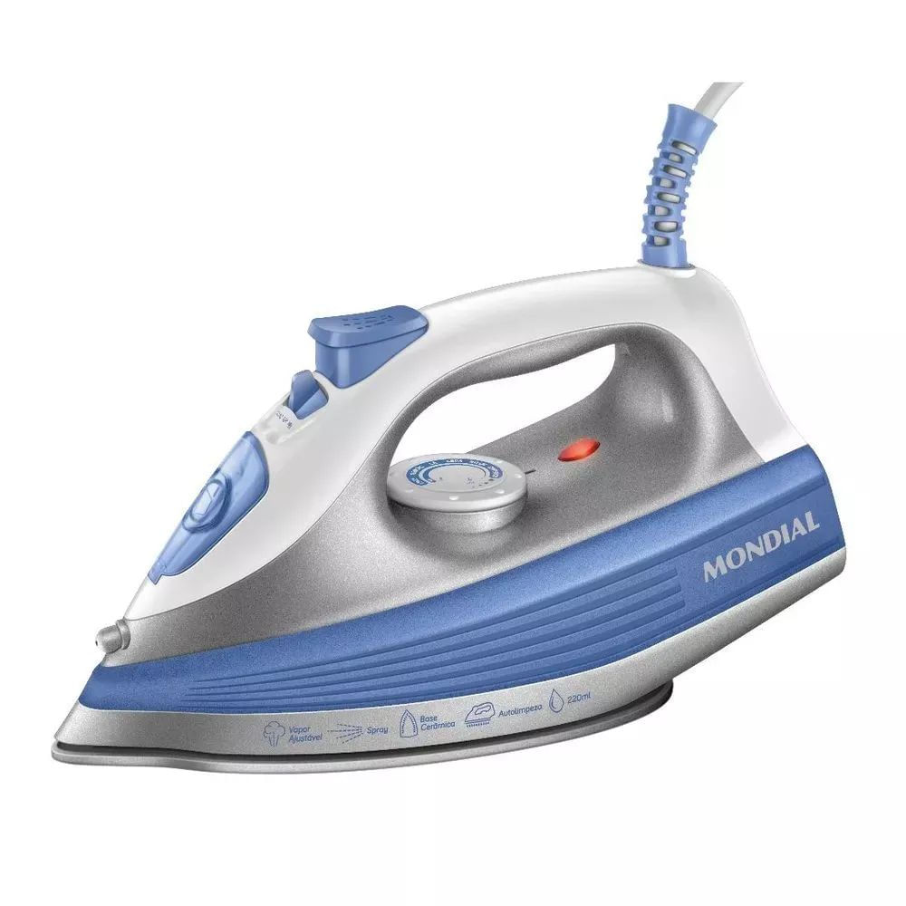 Ferro a Vapor Mondial FVN-01-NB 1200W Base Cerâmica Azul