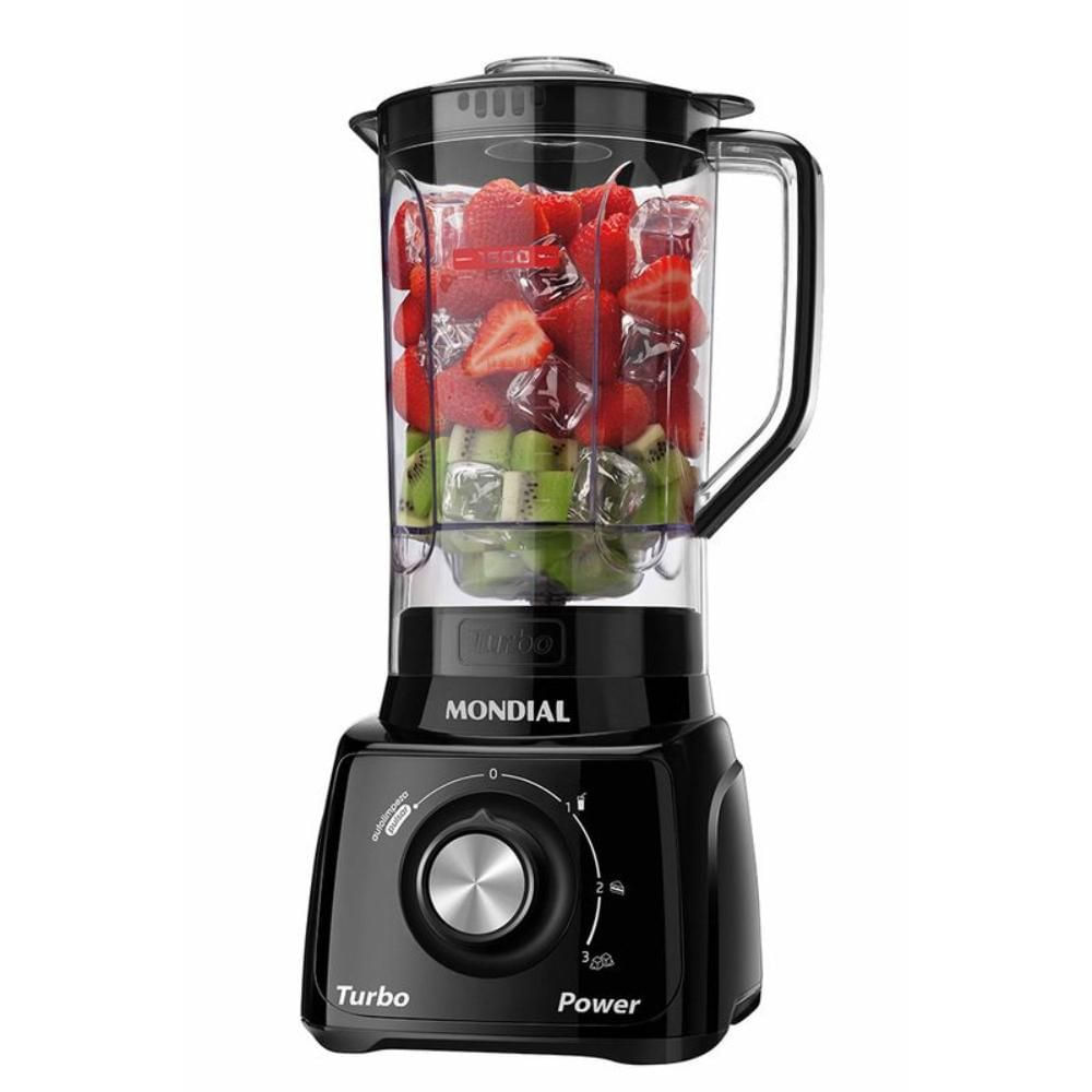 Liquidificador Mondial Turbo Power L-99 FB 3 Velocidades 2,2L 550W Preto com Filtro Inox