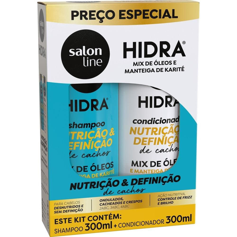 Kit Shampoo e Condicionador Nutrição e Definição 300ml Salon Line Hidra Cabelos Cacheados Vegano