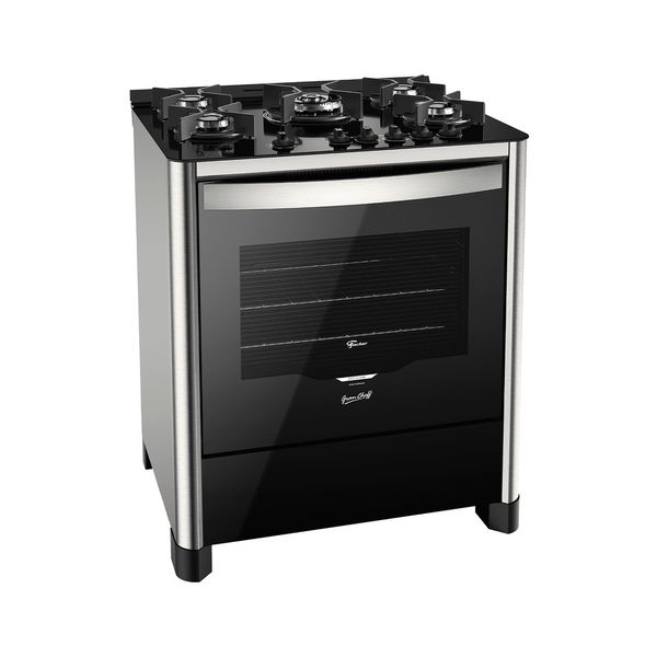 Fogão de Piso a Gás Fischer 5 Bocas Tripla Chama Gran Cheff com Mesa Vidro 26988-59781 220v