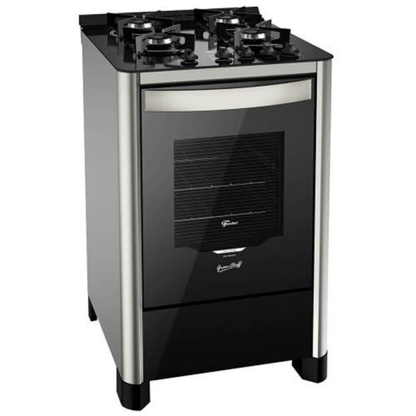 Fogão Fischer Gran Cheff 4 Bocas Acendimento Automático Mesa de Vidro